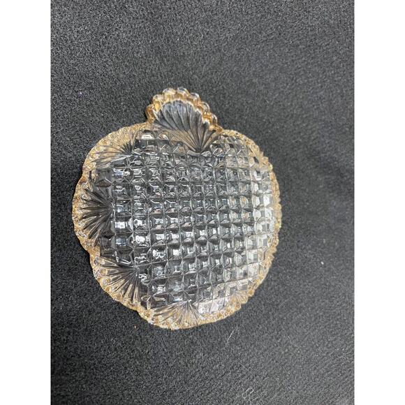 Vintage Clear Glass Trinket Dish with Sawtooth Rim And Decorative Gold Edging - Picture 5 of 9